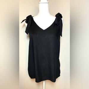 CeCe Black Shoulder Tie Tank Top Women Medium Rayon